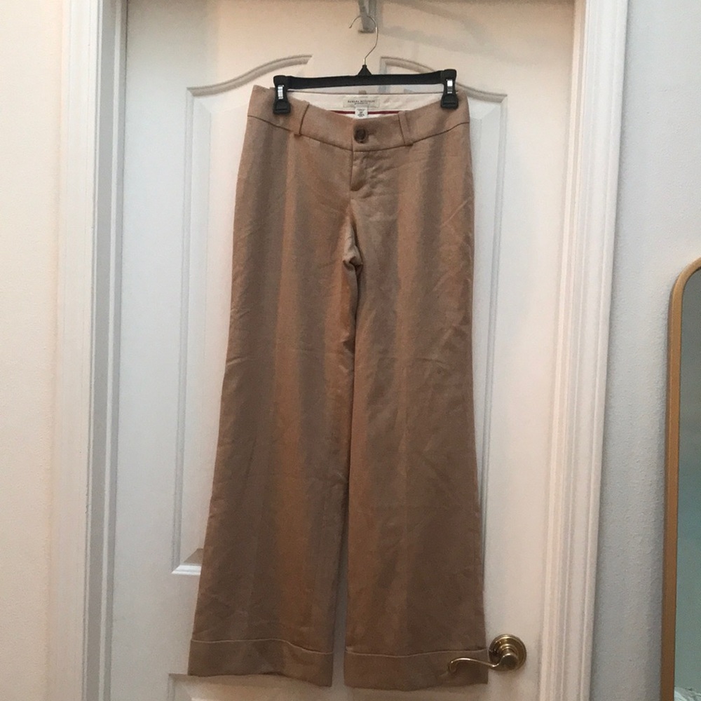 Tan Wide-Leg Trousers Wool Elastane Blend Bananna Republic Size 0Petite